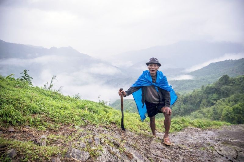 A man stands in the International Boundary in Longwa village which is one of the largest villages of Mon district. (Photo Courtesy: mon.nic)